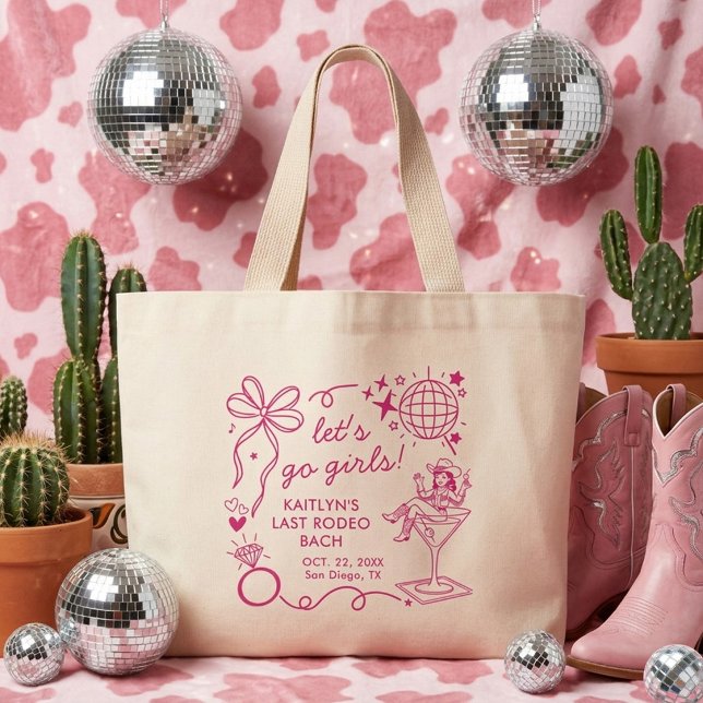 Last Rodeo Disco Cowgirl Bachelorette Party Large Tote Bag (Creator Uploaded)