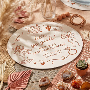 Last Rodeo Disco Cowgirl Bachelorette Party Round Paper Coaster