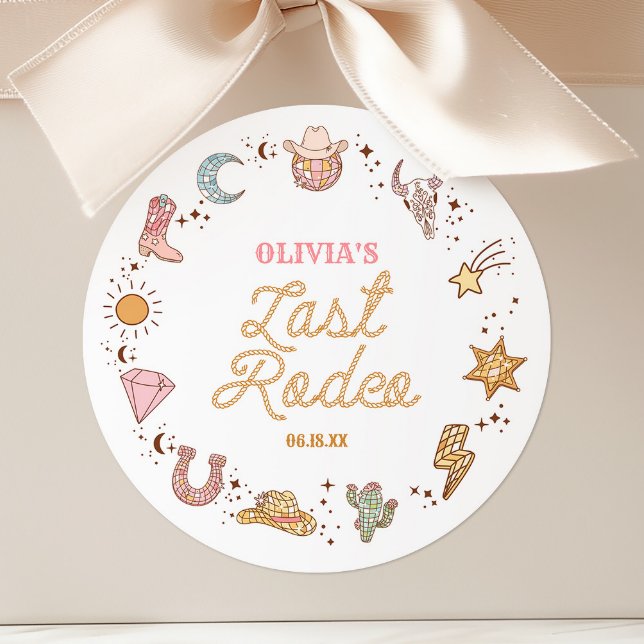 Last Rodeo Disco Cowgirl Bachelorette Weekend Classic Round Sticker (Creator Uploaded)