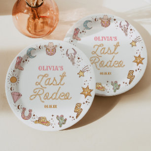 Last Rodeo Disco Cowgirl Bachelorette Weekend Paper Plate