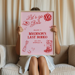Last Rodeo Disco Cowgirl Bachelorette Welcome Poster