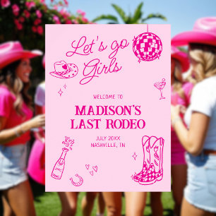 Last Rodeo Disco Cowgirl Bachelorette Welcome Poster