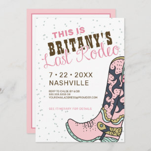 Last Rodeo Pink Bachelorette Party Invitation