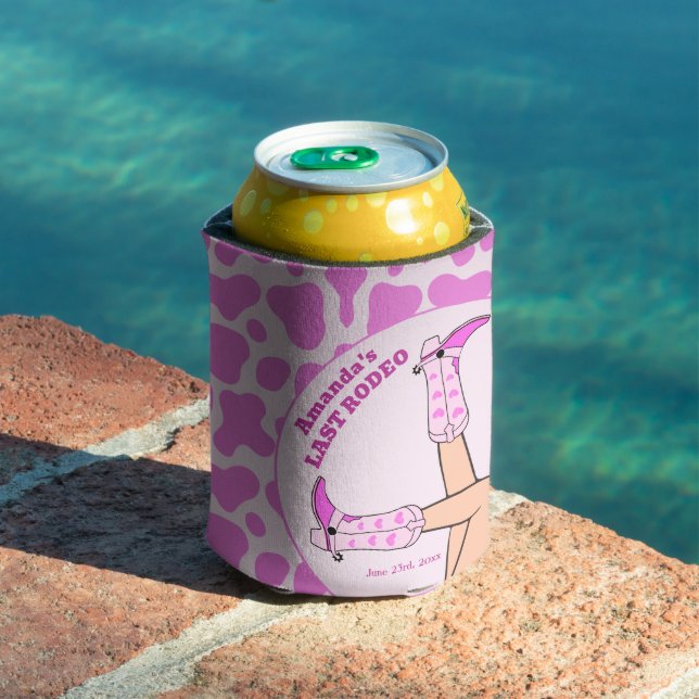 Last Rodeo Pink Cowgirl Bridal Shower Party Can Cooler (In Situ Pool)