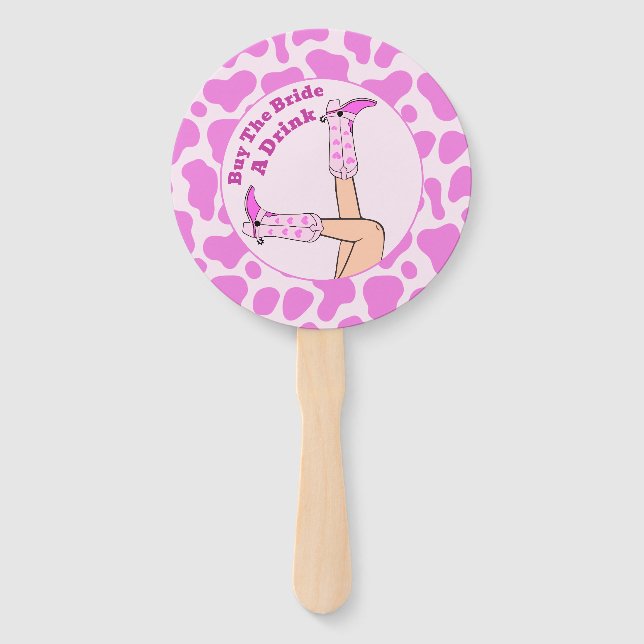 Last Rodeo Pink Cowgirl Buy The Bride A Drink Hand Fan (Front)