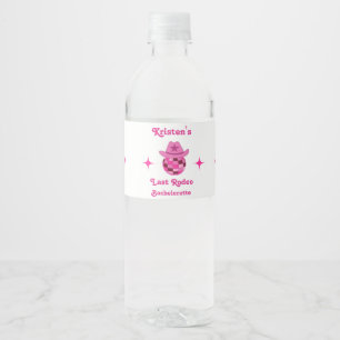 Last Rodeo Pink Disco Cowgirl Bachelorette  Water Bottle Label