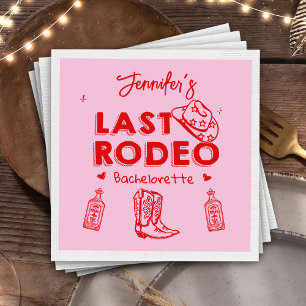 Last Rodeo Pink Red Cowgirl Bachelorette Party Napkin