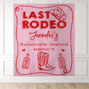 Last Rodeo Pink Red Cowgirl Bachelorette Weekend Tapestry