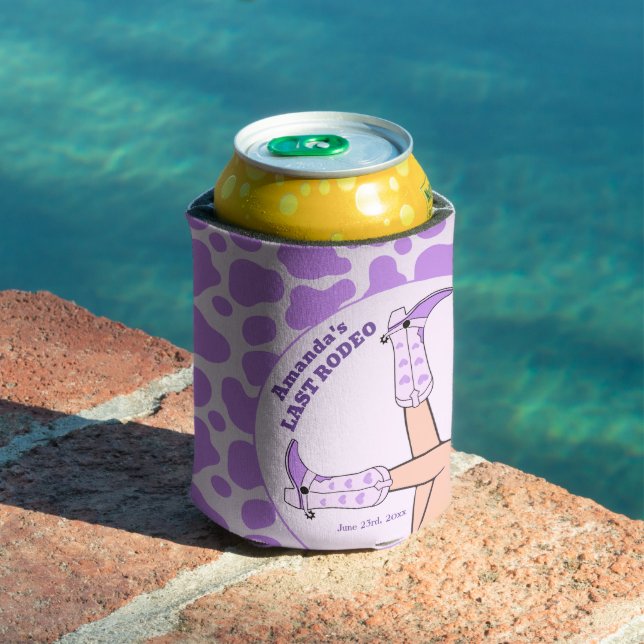 Last Rodeo Purple Cowgirl Bridal Shower Party Can Cooler (In Situ Pool)