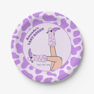 Last Rodeo Purple Cowgirl Bridal Shower Party Paper Plate