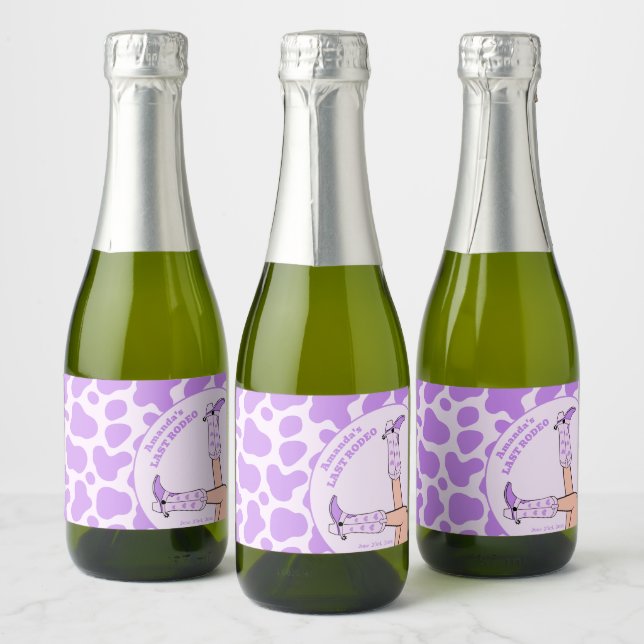 Last Rodeo Purple Cowgirl Bridal Shower Party Sparkling Wine Label (Bottles)