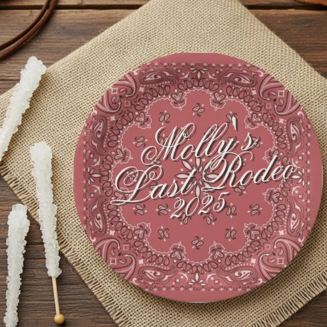 Last Rodeo Red Western Bachelorette Paper Plate (Pack your boots and cowboy hat for an epic bachelorette weekend! )