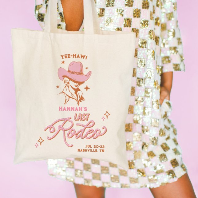 Last Rodeo Retro Cowgirl Bachelorette  Tote Bag (last rodeo bachelorette tote bag)