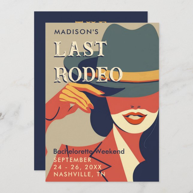 Last Rodeo Retro Poster Art Bachelorette Weekend Invitation (Front/Back)