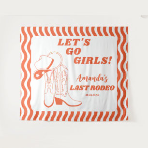 Last Rodeo Retro Western Bachelorette Party Tapestry