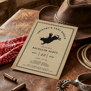 Last Rodeo   Rustic Western Bachelor Party Invitation