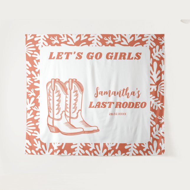 Last Rodeo Western Cowgirl Bachelorette Party Tapestry (Front (Horizontal))