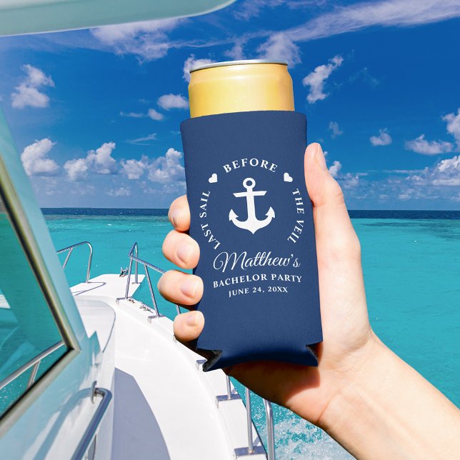Last Sail Before The Veil Bachelor Party Seltzer Can Cooler (Customize to change text size or text style.)