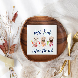 Last Sail Before The Veil Bachelorette Party Blue Napkin