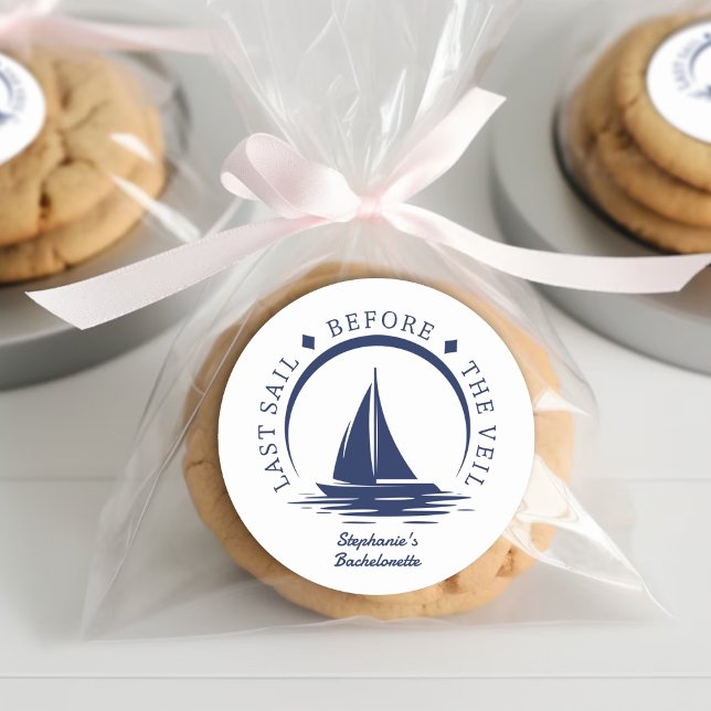 Last Sail Before the Veil Bachelorette Party Classic Round Sticker (Last Sail Before the Veil Bachelorette Party Classic Round Sticker
)