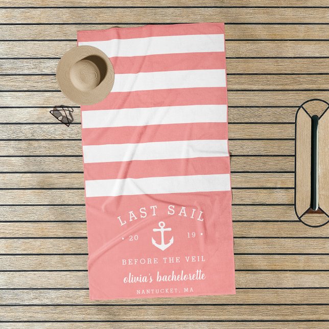 Last Sail Before the Veil Bachelorette Weekend Beach Towel (Creator Uploaded)