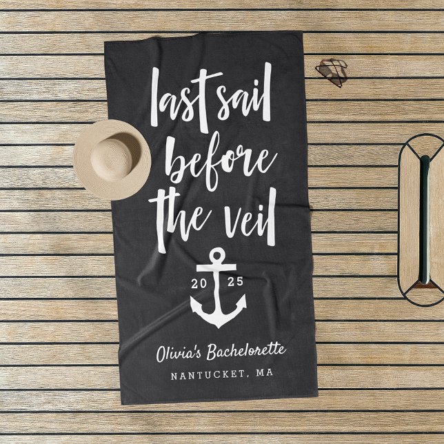 Last Sail Before the Veil Bachelorette Weekend Beach Towel (Creator Uploaded)