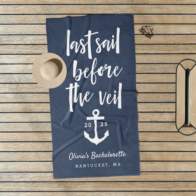 Last Sail Before the Veil Bachelorette Weekend Beach Towel (Creator Uploaded)