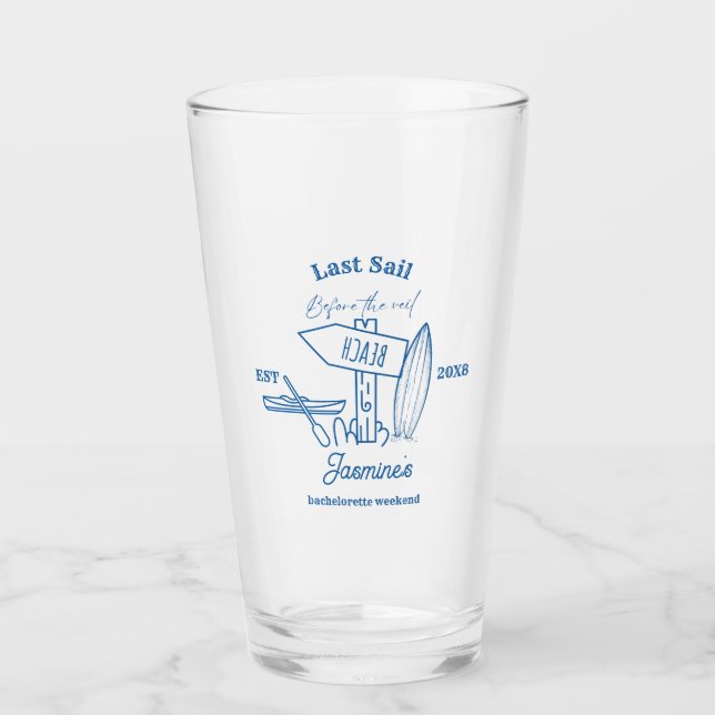 Last sail Before The veil Bachelorette weekend Glass (Front)