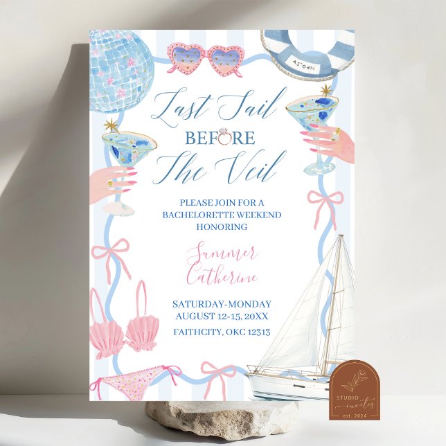 Last Sail before the veil Bachelorette Weekend Inv Invitation (Creator Uploaded)