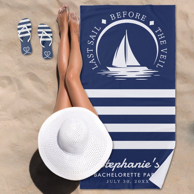 Last Sail Before the Veil Blue Bachelorette Party Beach Towel (Last Sail Before the Veil Blue Bachelorette Party Beach Towel
)
