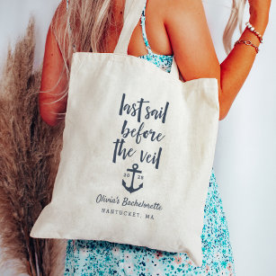 Last Sail Before the Veil Boat Bachelorette Party Tote Bag