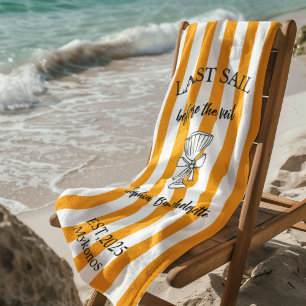 Last Sail Before The Veil   Citrus Yellow Nautical Beach Towel