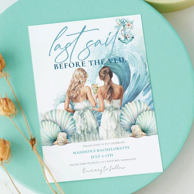 Last Sail before the Veil Cruise Bachelorette  Invitation (Creator Uploaded)