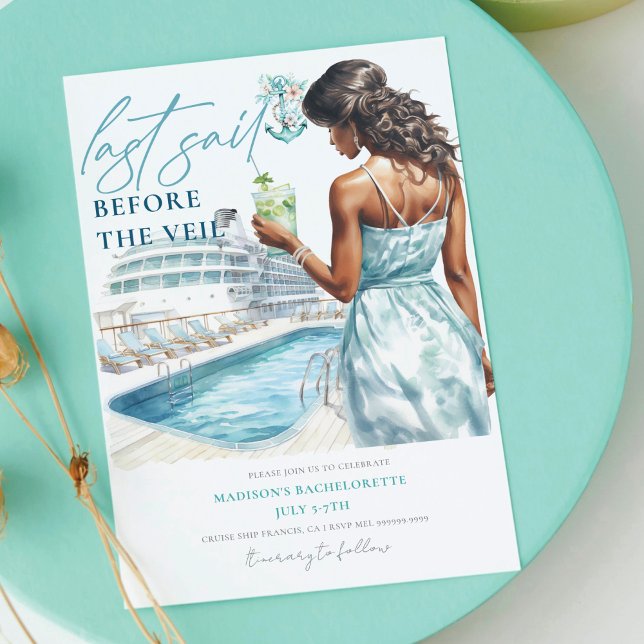 Last Sail before the Veil Lux Cruise Bachelorette  Invitation (Creator Uploaded)