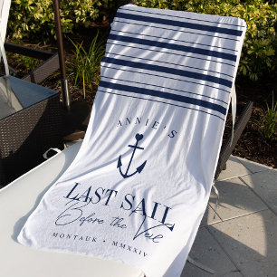 Last Sail Before the Veil Nautical Bachelorette Beach Towel
