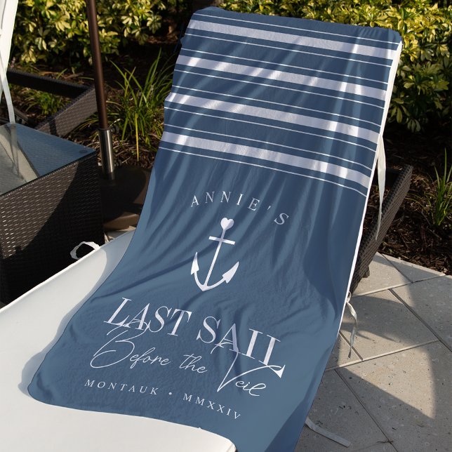 Last Sail Before the Veil Nautical Bachelorette Beach Towel (Creator Uploaded)