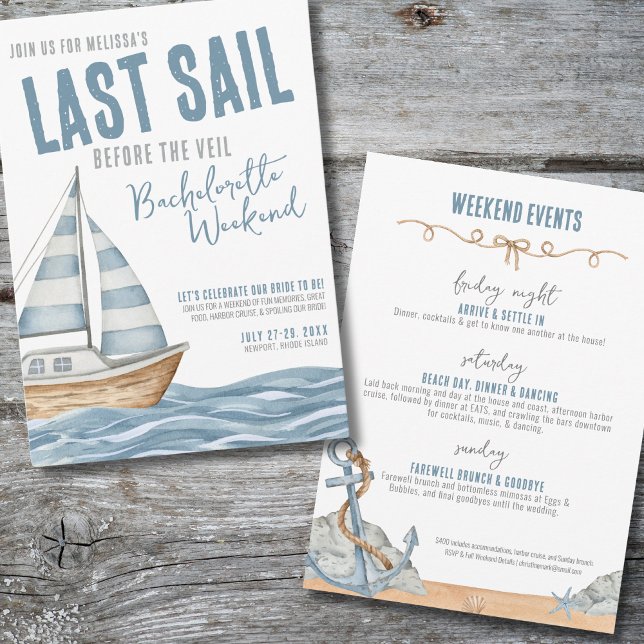 Last Sail Before The Veil Nautical Bachelorette Invitation (Last Sail Before The Veil Nautical Bachelorette Invitation)