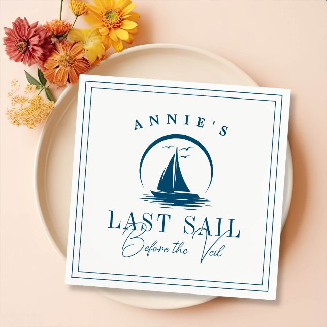 Last Sail Before the Veil Nautical Bachelorette Napkin (Creator Uploaded)