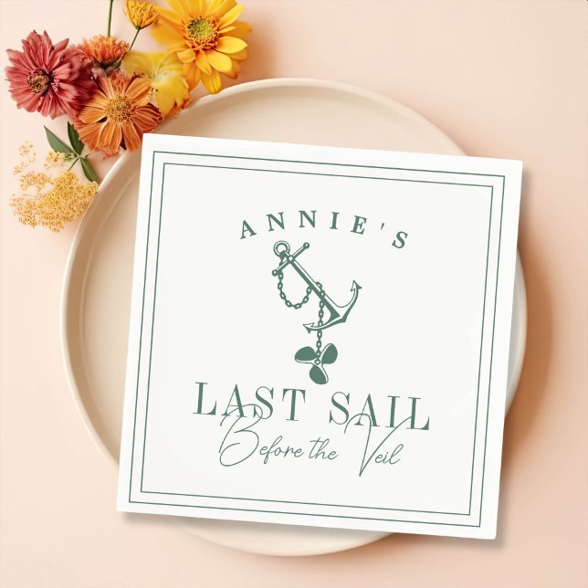 Last Sail Before the Veil Nautical Bachelorette Napkin (Creator Uploaded)