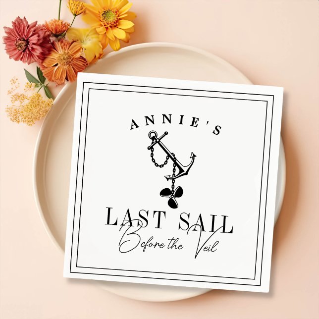 Last Sail Before the Veil Nautical Bachelorette Napkin (Creator Uploaded)