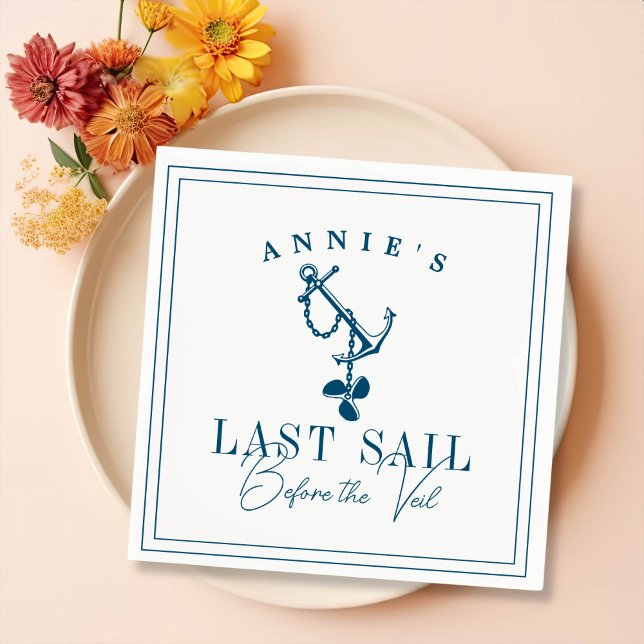 Last Sail Before the Veil Nautical Bachelorette Napkin (Creator Uploaded)