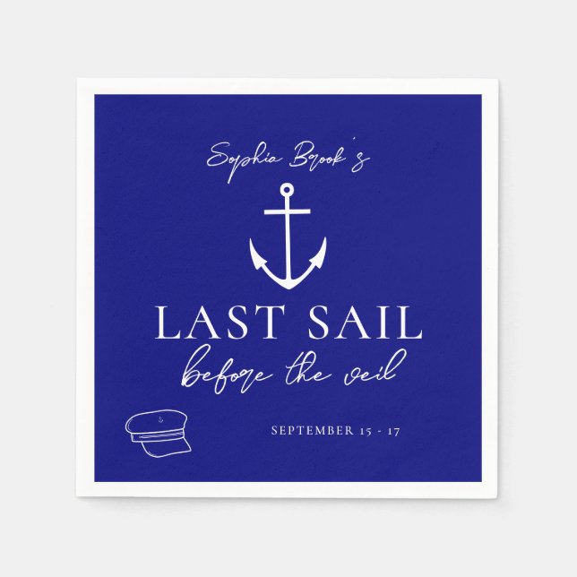 Last Sail Before The Veil Nautical Bachelorette Napkin (Front)