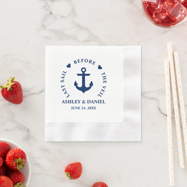 Last Sail Before The Veil Nautical Hearts Anchor Napkin (Insitu)