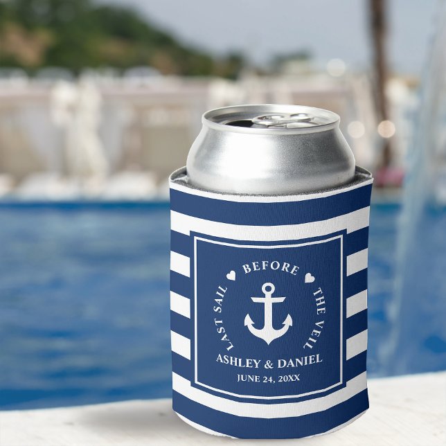 Last Sail Before The Veil Nautical Wedding Can Cooler (Customize to change text size or text style.)
