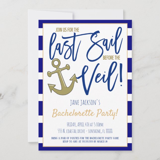 Last Sail Before the Veil Party Invite (Front)
