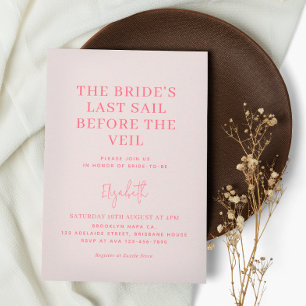 Last Sail Before The Veil Pink Bridal Shower Invitation