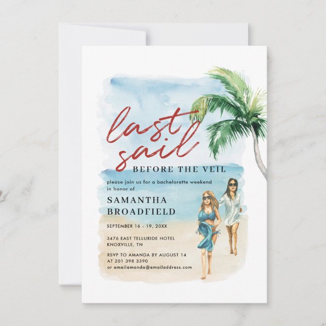 Last Sail Before Veil Bachelorette Weekend Party Invitation (Front)
