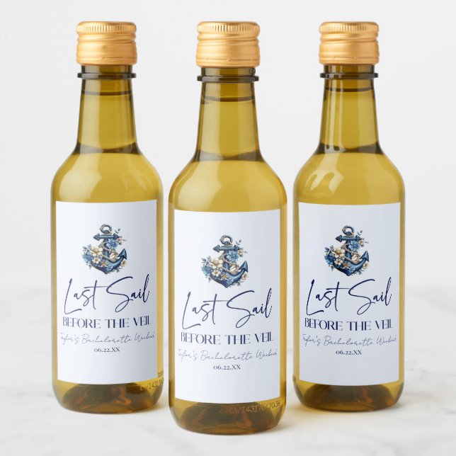 Last Sail Before Veil Bachelorette Weekend Party Wine Label (Bottles)
