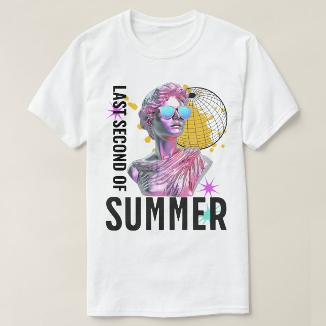 Last Second of Summer Retro Vaporwave Statue T-Shirt (Design Front)