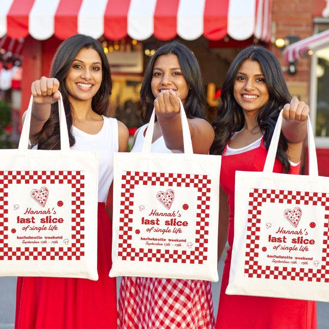 Last Slice Pizza Bachelorette Weekend Party Banner Tote Bag (Creator Uploaded)